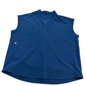 Figs Rafaela scrub top "Deep Reef" blue sz M PO #2918 loose fit nurse capped slv